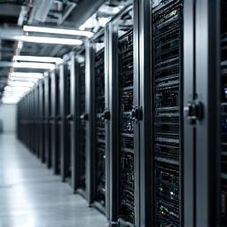 Mining server racks in een farm